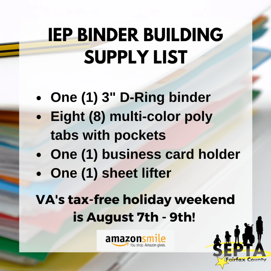IEP BINDER BUILDING SUPPLY LIST