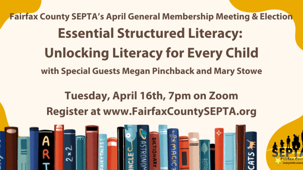 The title of the presentation w/presenters names and event date/time information (all available within the post). The rectangle has a line of books across the bottom, followed by the SEPTA logo.